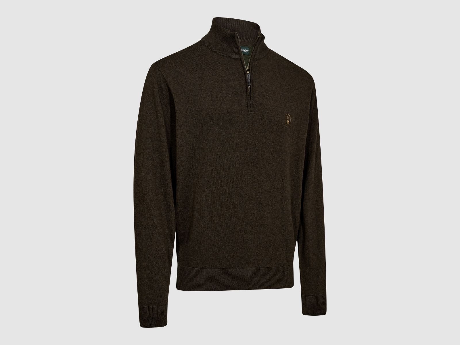 Harrington 1/2-Zip Knit Sweater - Brown Melange - Size: S