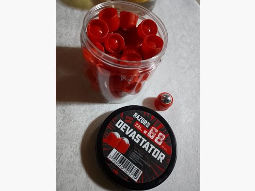 Neu Stahlkugeln Rot Cal. 68 Devastor Munition Razor Gun für hdr68 hds68 Stahlkern .68 Geschosse 40 stk.
