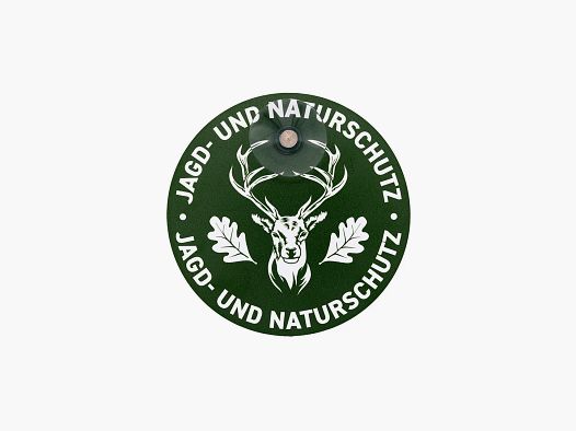 Autoschild rund mit Saugnapf "Jagd & Naturschutz" Hirsch rund