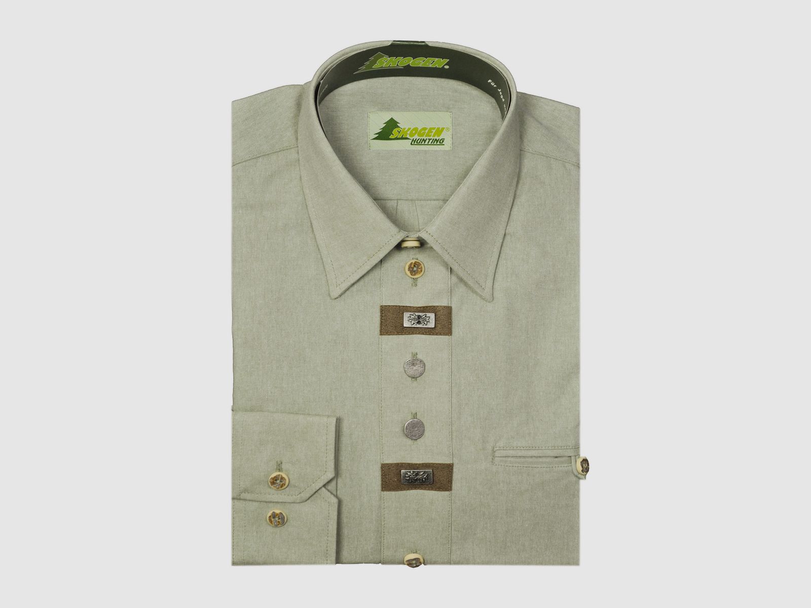 Chambray shirt 1/1-mouw - met beenknop / decoratief stuk