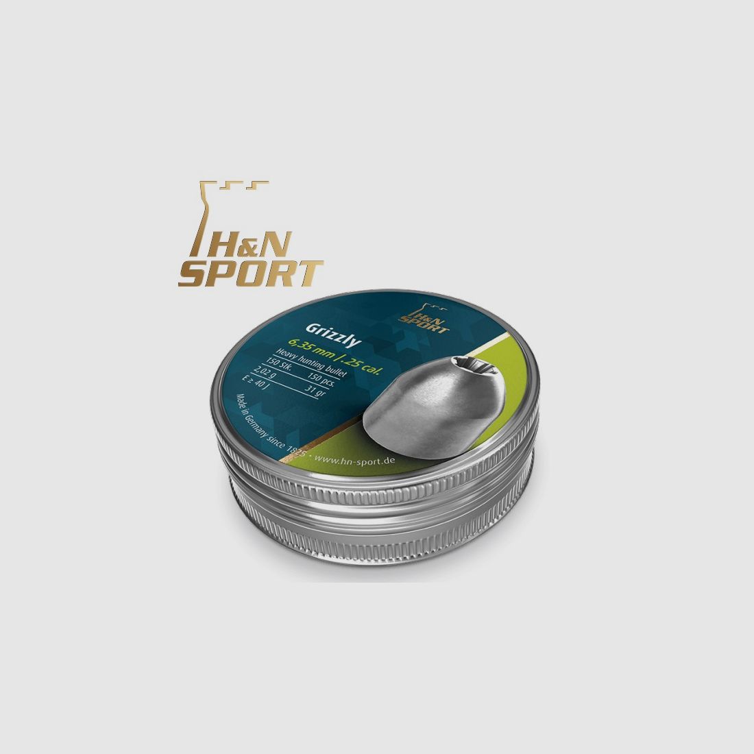 H&N Grizzly Diabolos Kal. 6,35 mm. Dose 150 Stk. von 2,02 g.
