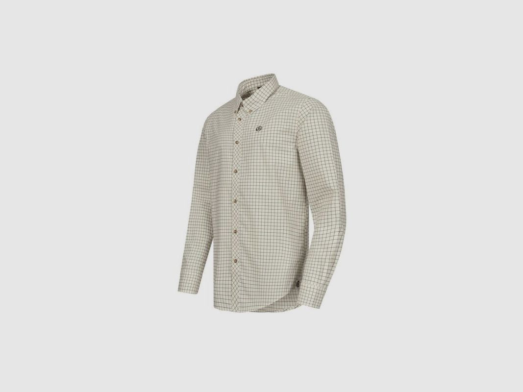 Sauer Herren Hemd Creme/Dunkelbraun