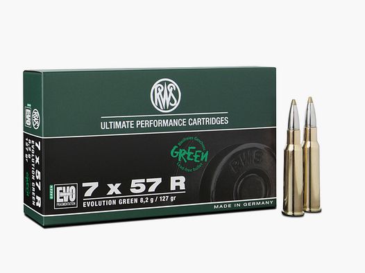 RWS 2318544 7x57 R Evo Green 8,2g/127grs. Munitions de carabine sans plomb