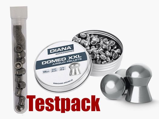 Testpack Rundkopf Diabolos Diana Domed XXL Kaliber 9 mm 5,3 g glatt 10 StĂĽck