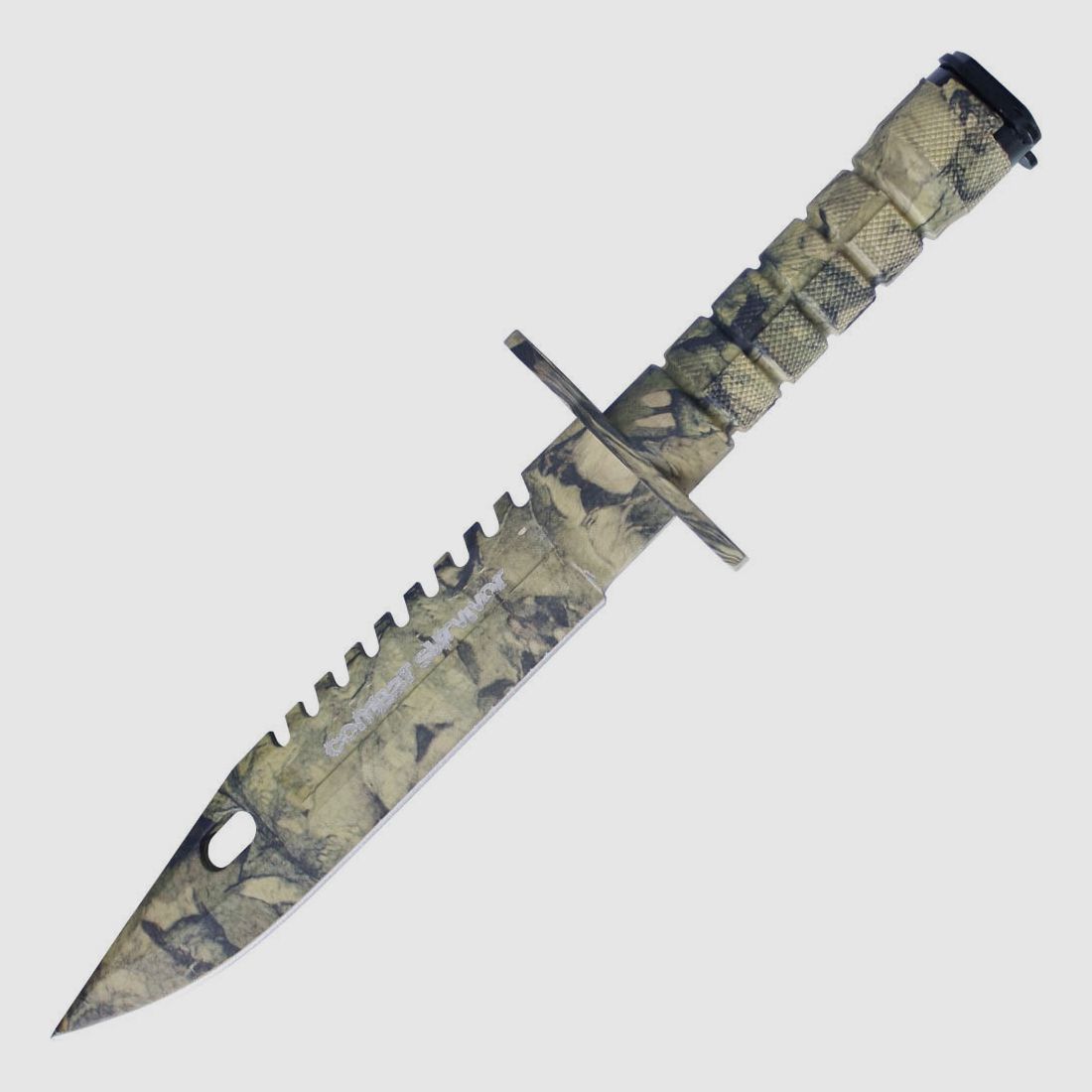 Survival knife sand camo with bayonet closure