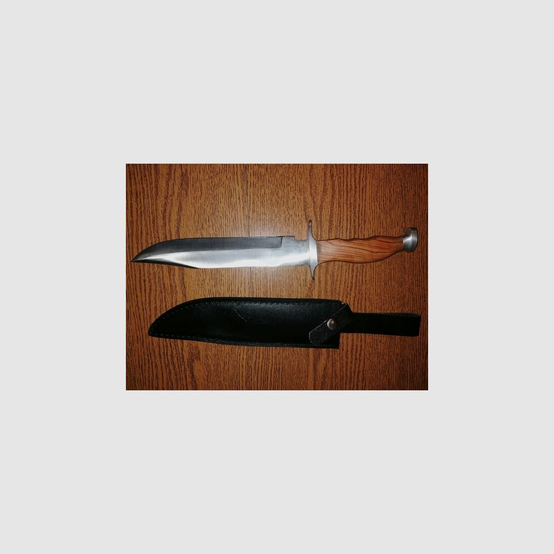 Jagdmesser mit Kunstledertasche , Holz Griff