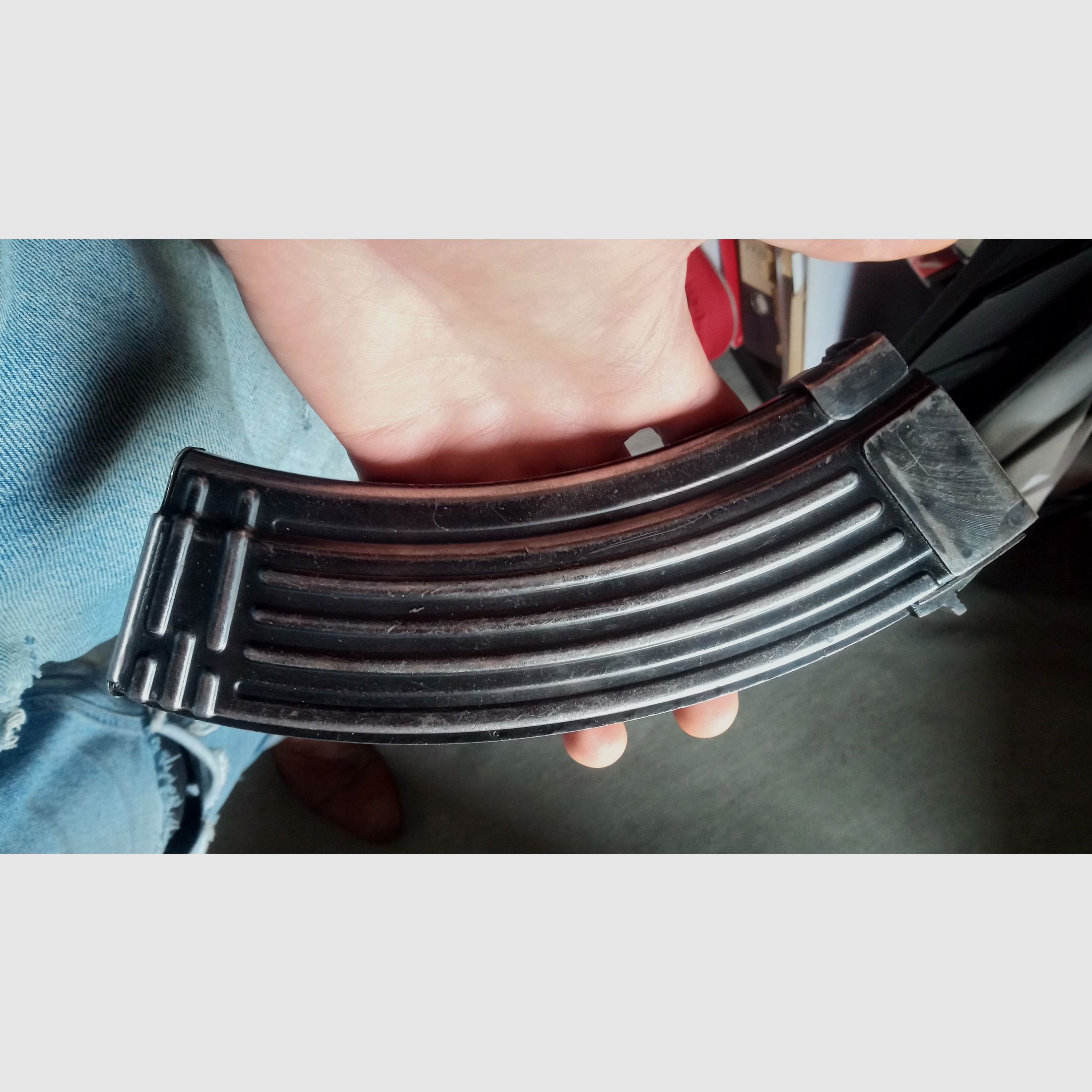 Bardzo prawdopodobnie wczesny polski kbkg wz. 60 / AK47 stalowy deko magazynek (nieużyteczny/dezaktywowany) // KBK AKGN WZ.60 / pasuje również do GSG Co2 Cybergun zwanej China-Yunker