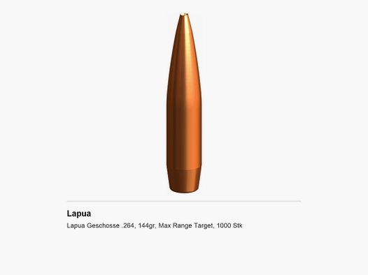 Lapua Bullets .264, 144gr, Max Range Target, 1000 pcs