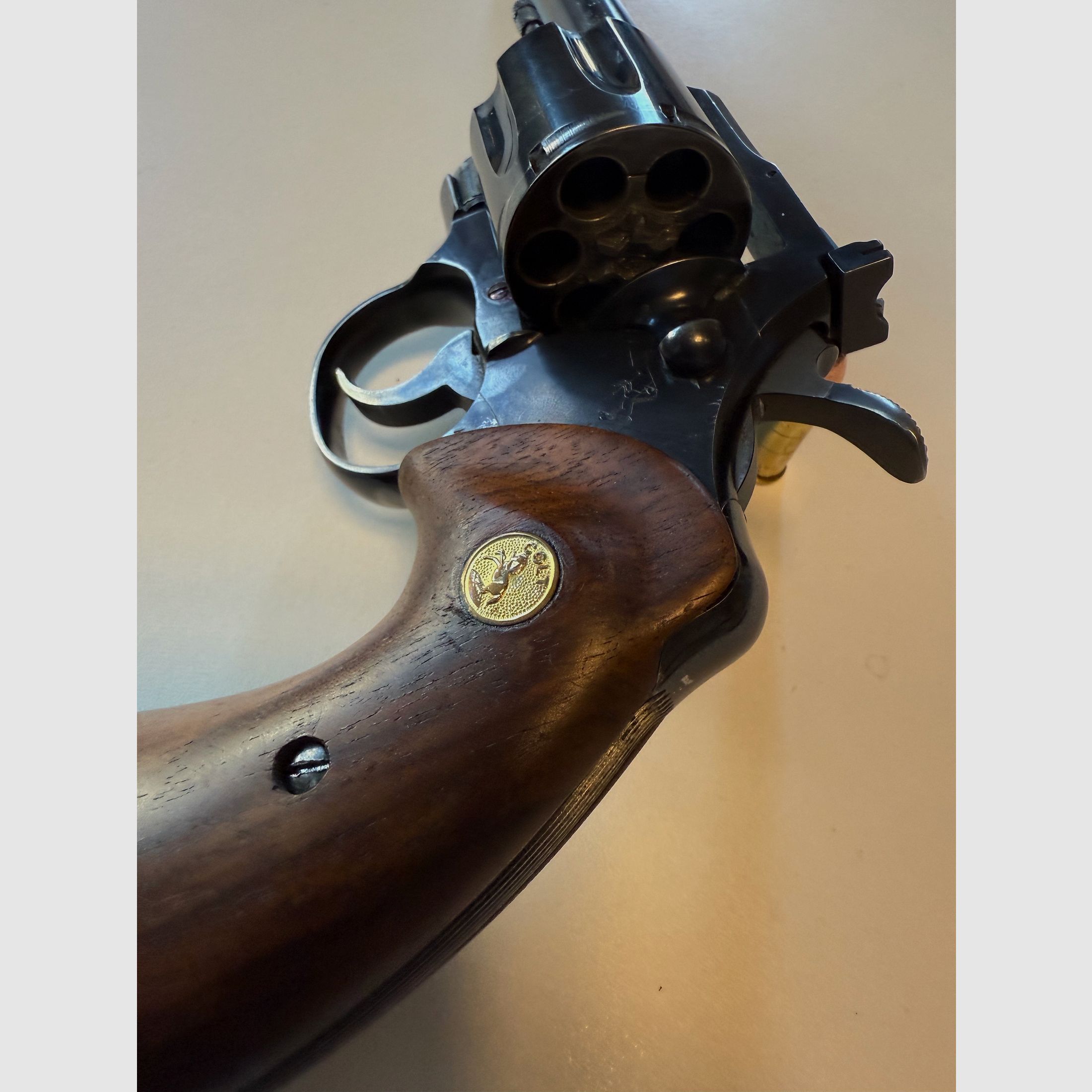 Colt Officer Model Match .38 Special 6 inch barrel cylinder capacity 6 cartridges a sport grip right wood