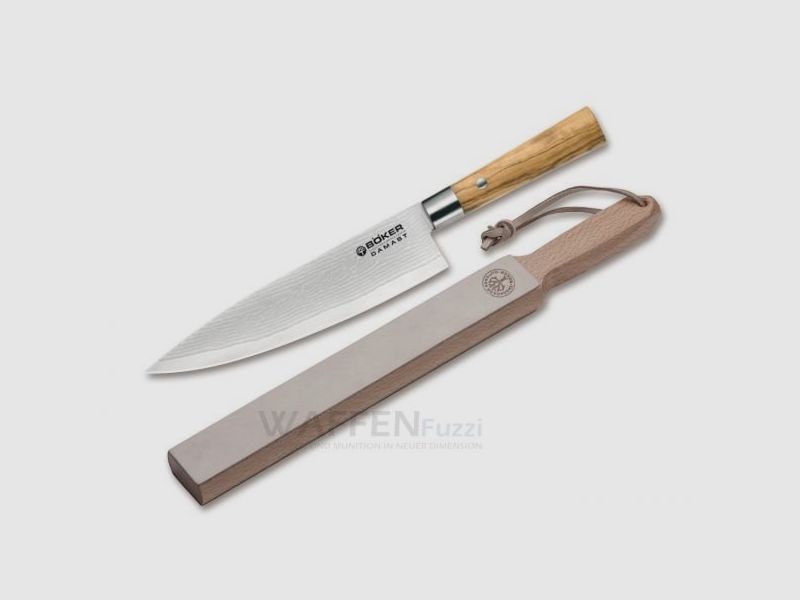 Juego de cuchillos de cocina de damasco y oliva