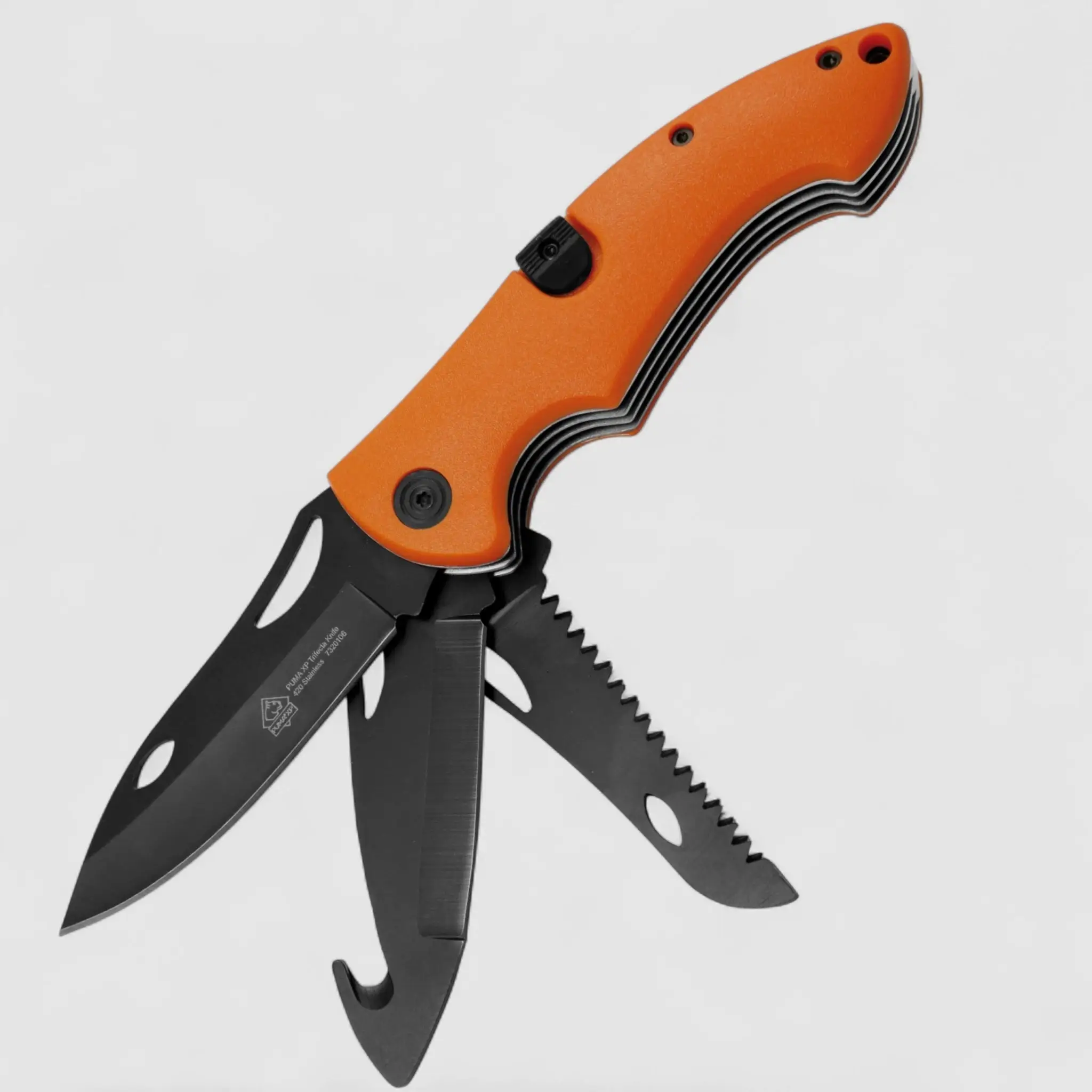 Puma XP Trifecta Orange – Cuchillo de caza con hoja de evisceración y sierra