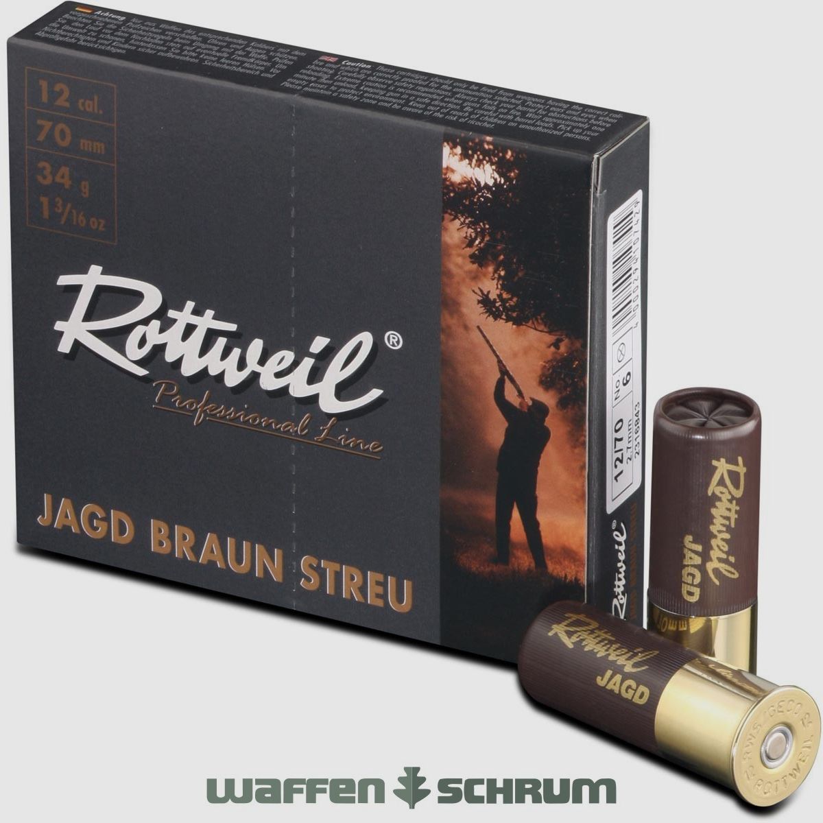 Rottweil 12/70 Jagd braun Plastik STREU 2,7mm - 34g