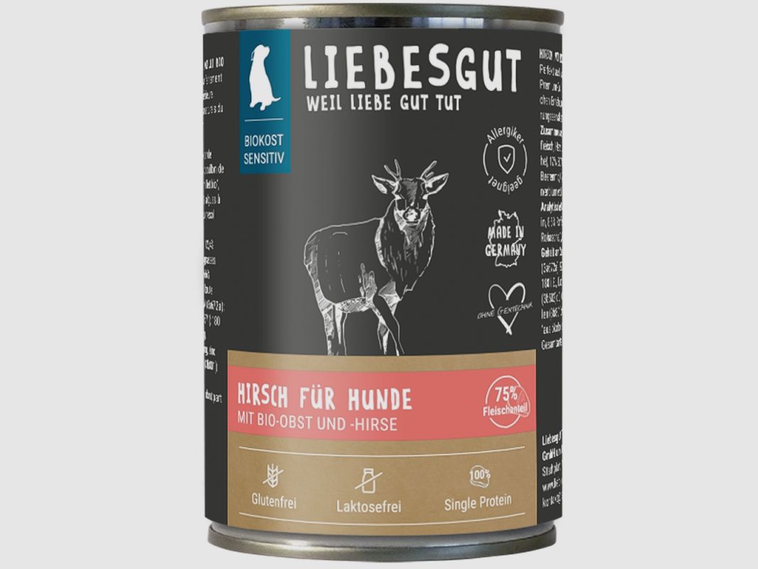 Liebesgut Hundenassfutter Hirsch mit Bio-Obst und Bio-Hirse