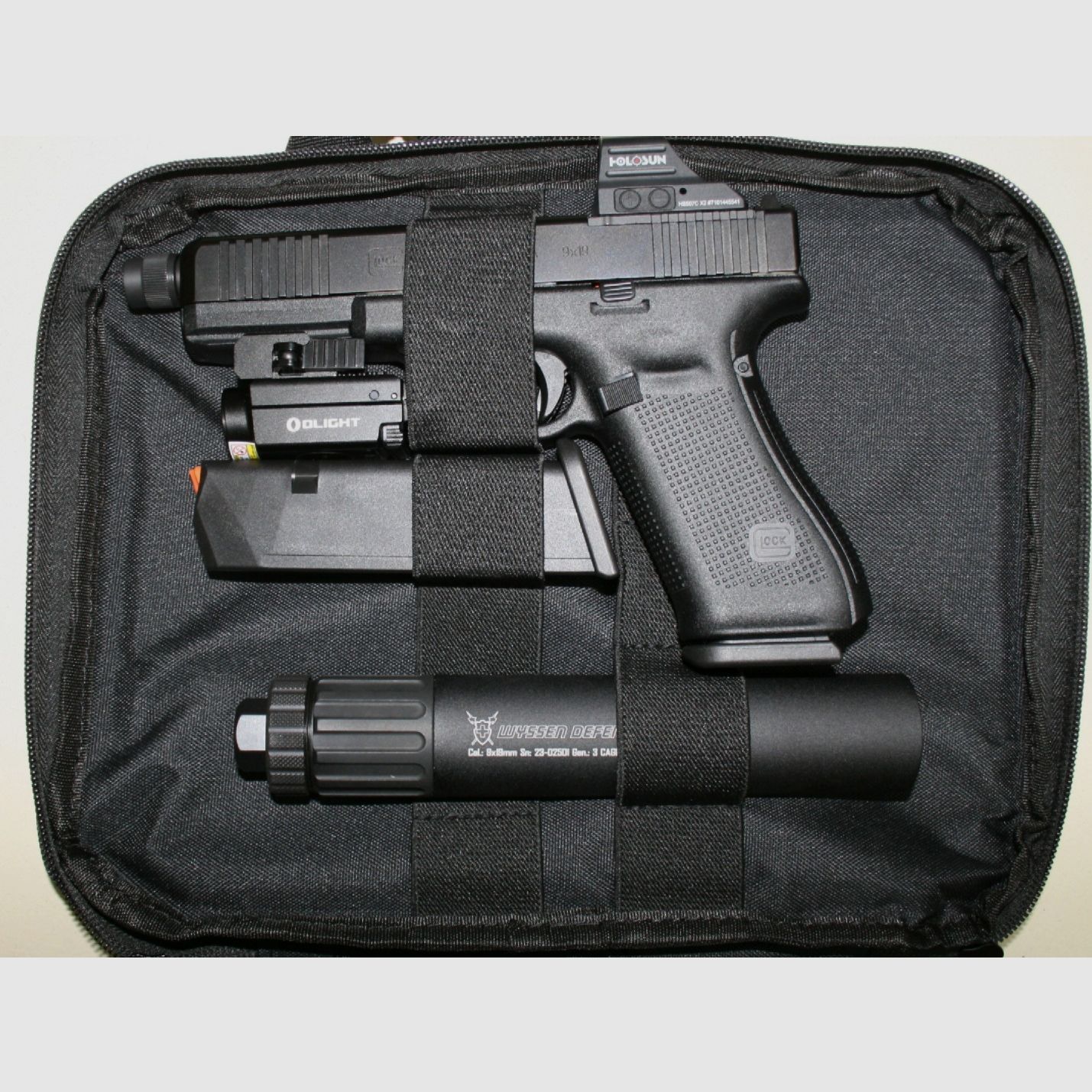 PACK SFO Glock 17 MOS/gewinde + Rotpunktvisier + Schalldämpfer + Kombi Lampe/Laser, Bild 8 von 8