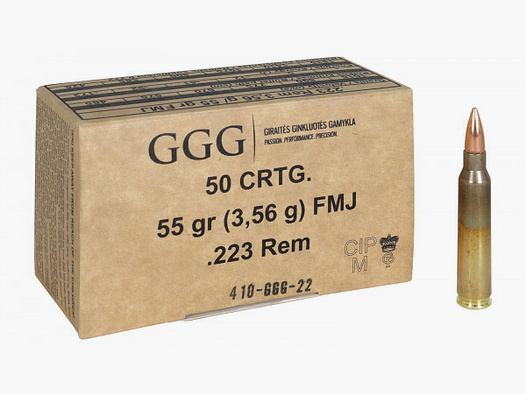 GGG .223REM - FMJ 55GRS. - 50 PATRONEN