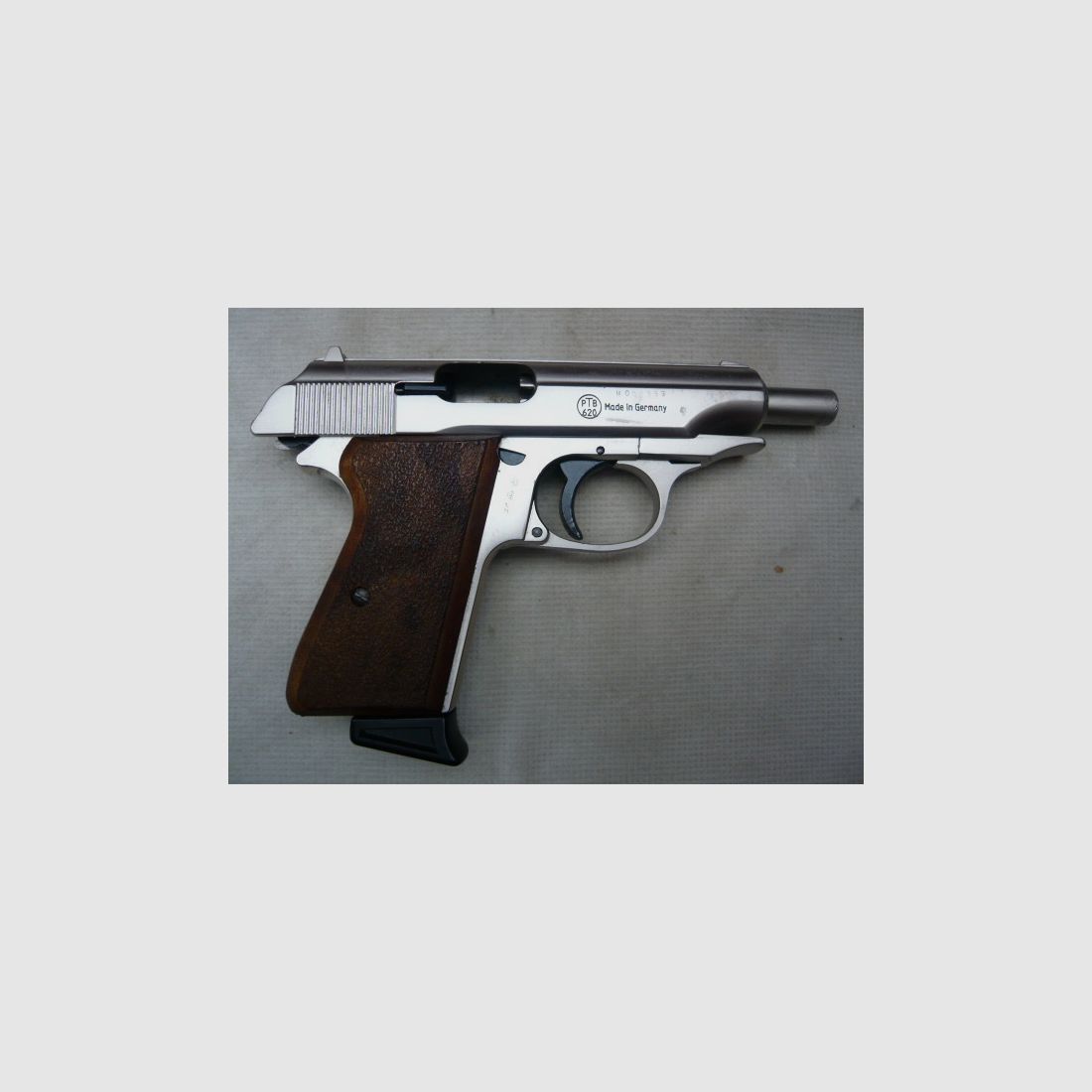 Walther PP pistol cal. 9 mm PAK nickel-plated