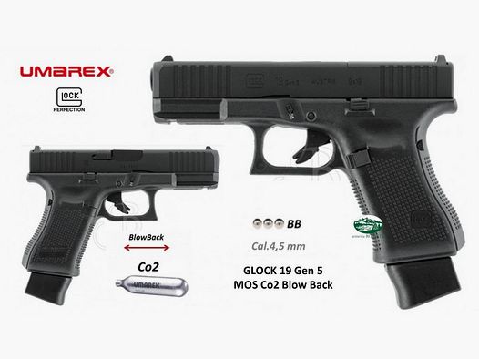 UMAREX GLOCK 19 G5 MOS Co2 Blow Back cal.4,5 mm