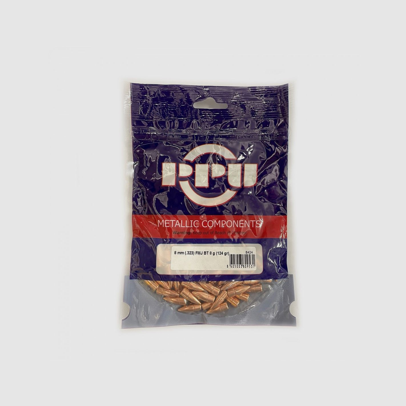 PRVI PARTIZAN BALAS FMJ BT 8MM (.323) 124GR 50UD.
