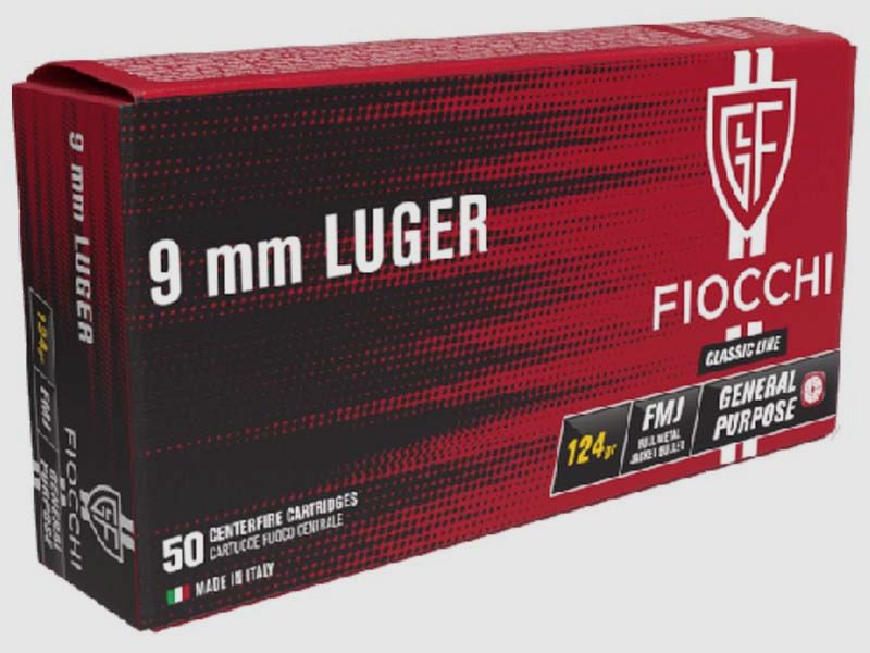 FIOCCHI Classic Munition – 9mm. Para. – 124 grains – FMJ