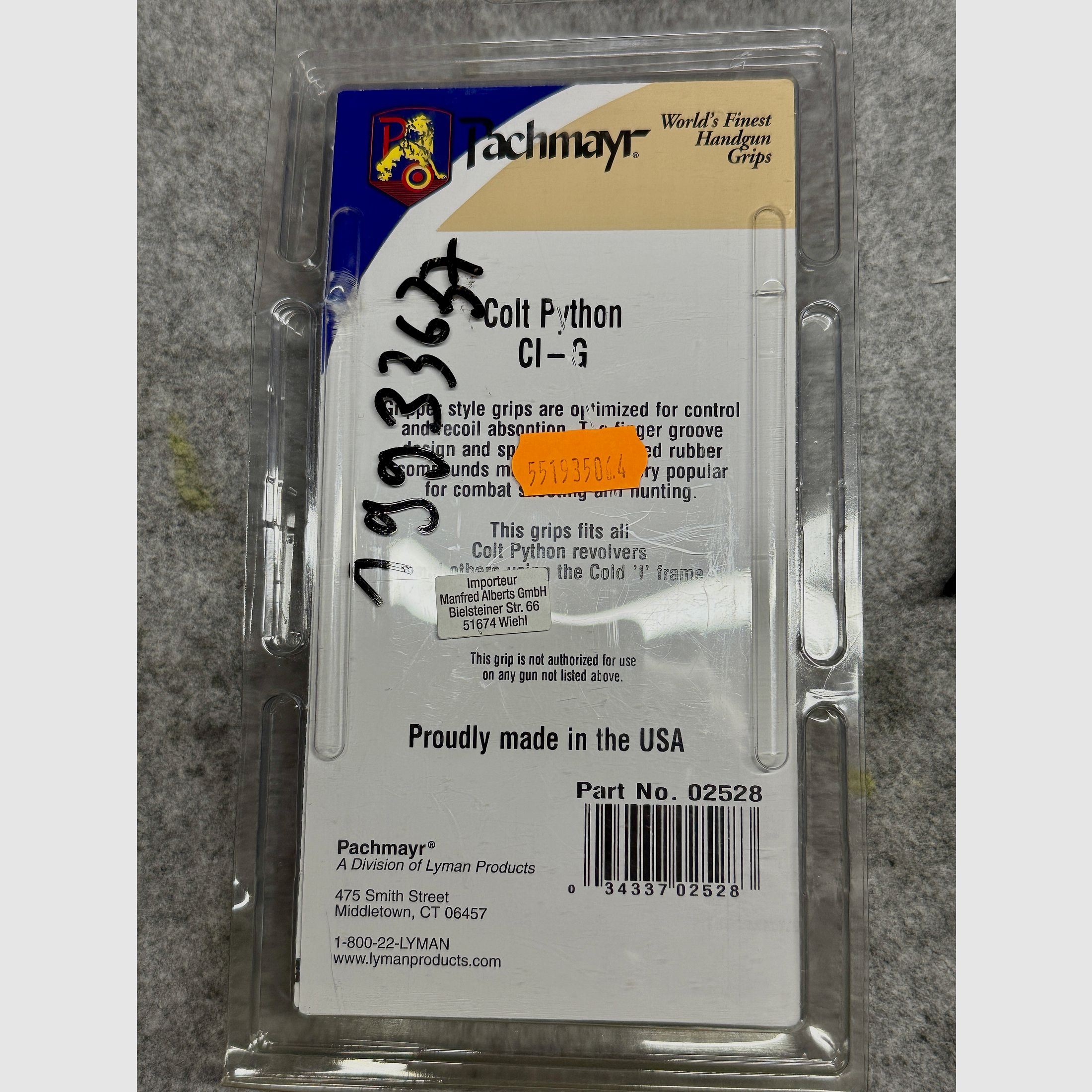 Pachmayr Gripper Grip Colt Python