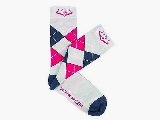 PASION MORENA Unisex-Socke mit Rautenmuster, Grau