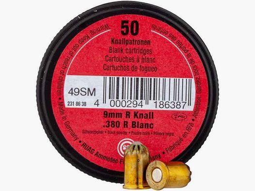 PATRONS DE REVOLVER GECO 9MM R.K. / 380 R. - 50 CARTOUCHES