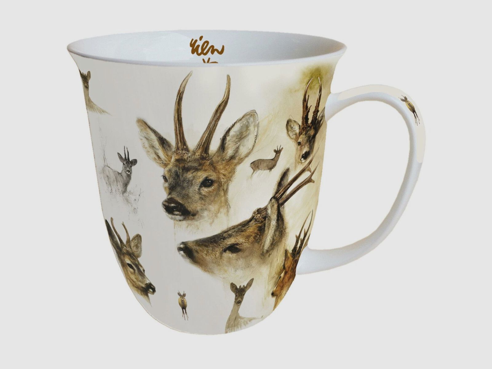Lovergreen art of the table motif set with 2 cups featuring portraits of deer