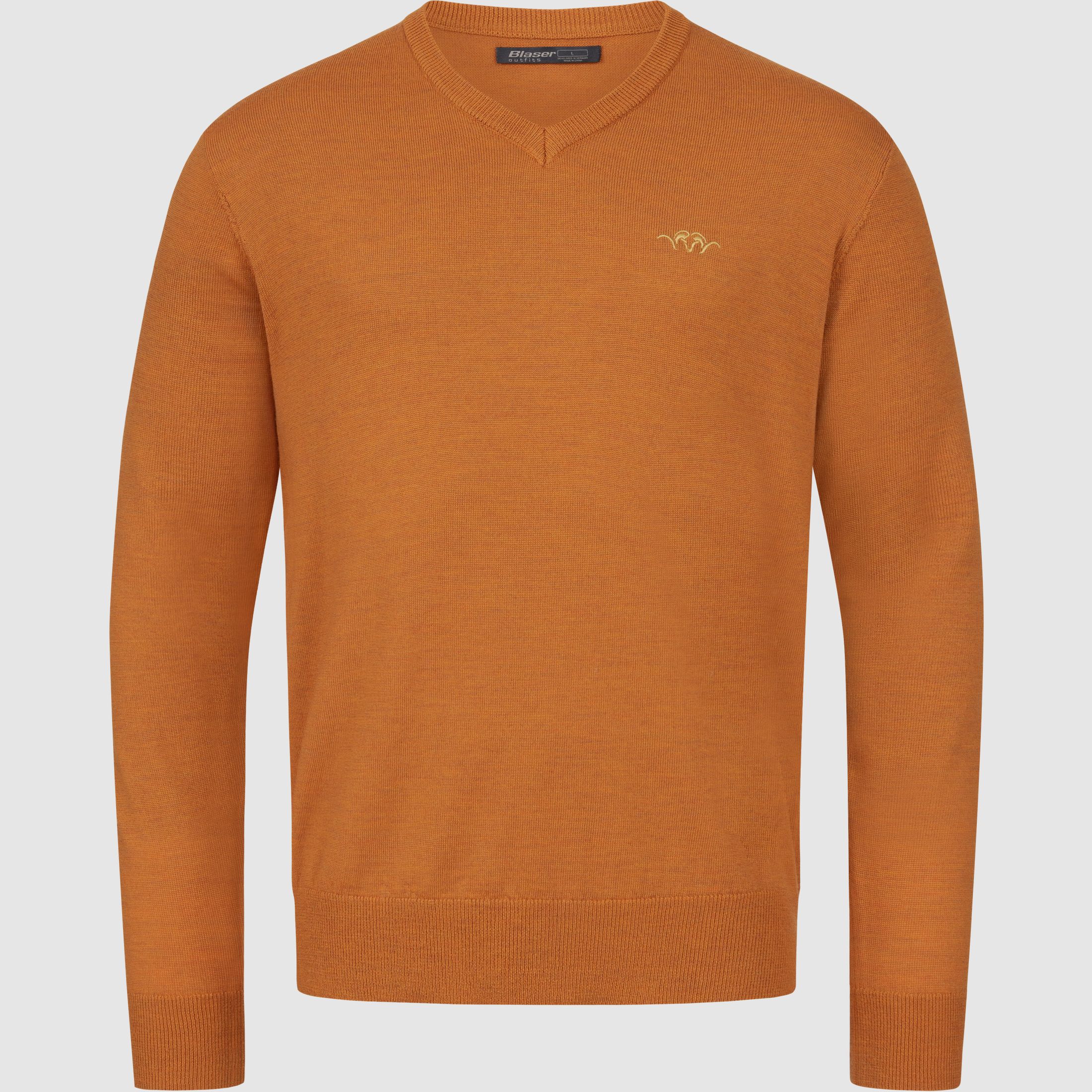 Herren Merino V-Ausschnitt Sweater Rost Rost XXL