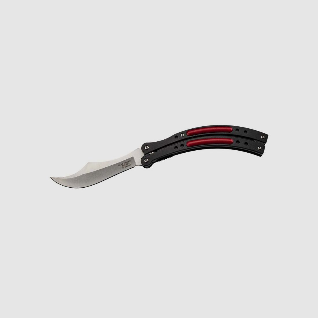Herbertz Taschenmesser, Stahl AISI 420, Liner Lock,, schwarze Aluminiumschalen, rote Kunststoffeinlagen
