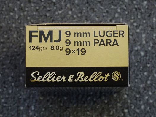 S&B SELLIER & BELLOT 9mm Luger, Plomo Completo 124 grs