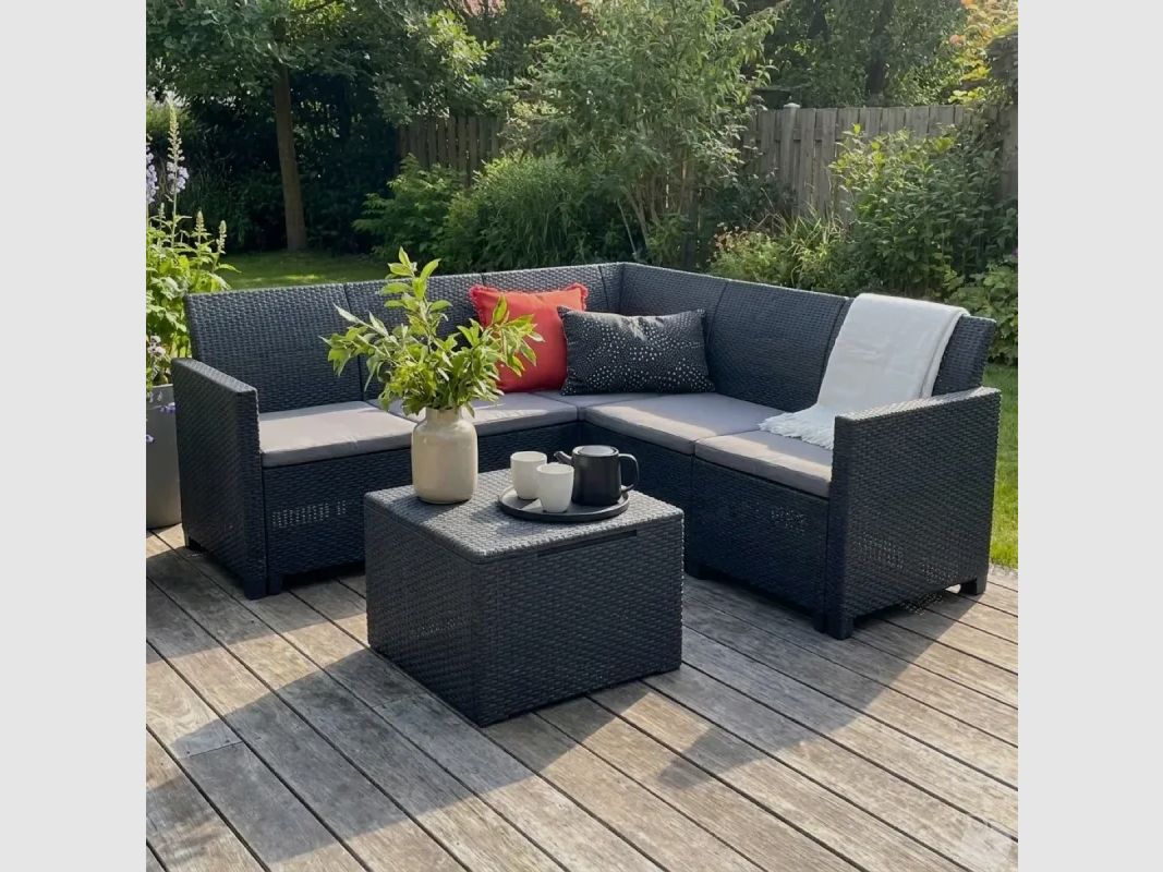 Set da giardino Claire 5 posti Keter® - Divano + tavolino con spazio di stoccaggio, immagine 1 di 17