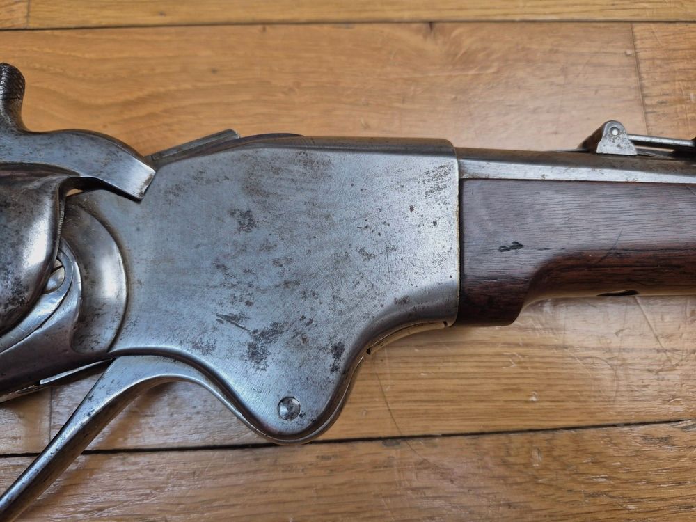 Sehr schöner und sehr seltener Spencer 1860 New Model – Kal. 56-50 – Herstellung Spencer Boston 1868 – Waffe der Francs-Tireurs und der Legion 1870-1871 – Sehr selten als Gewehr (1000/5000 Exemplare New Model) – TBE ++, Bild 7 von 41