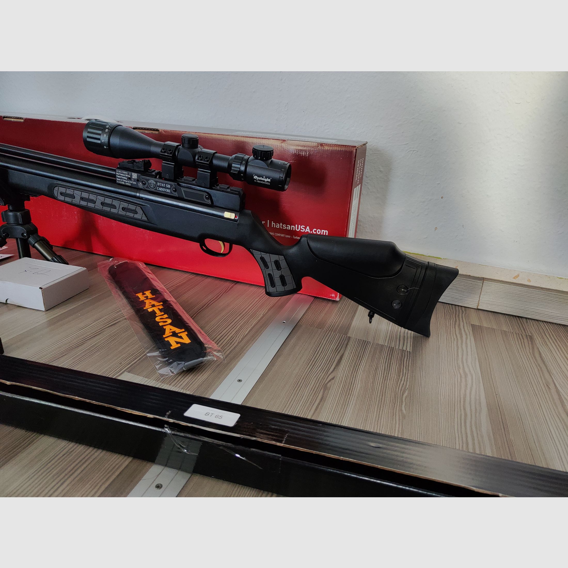 Hatsan BT65 Elite .30 (7.62mm) – Complete set including tuning cartridge (Huma-Air) & custom silencer up to 130 Joules*