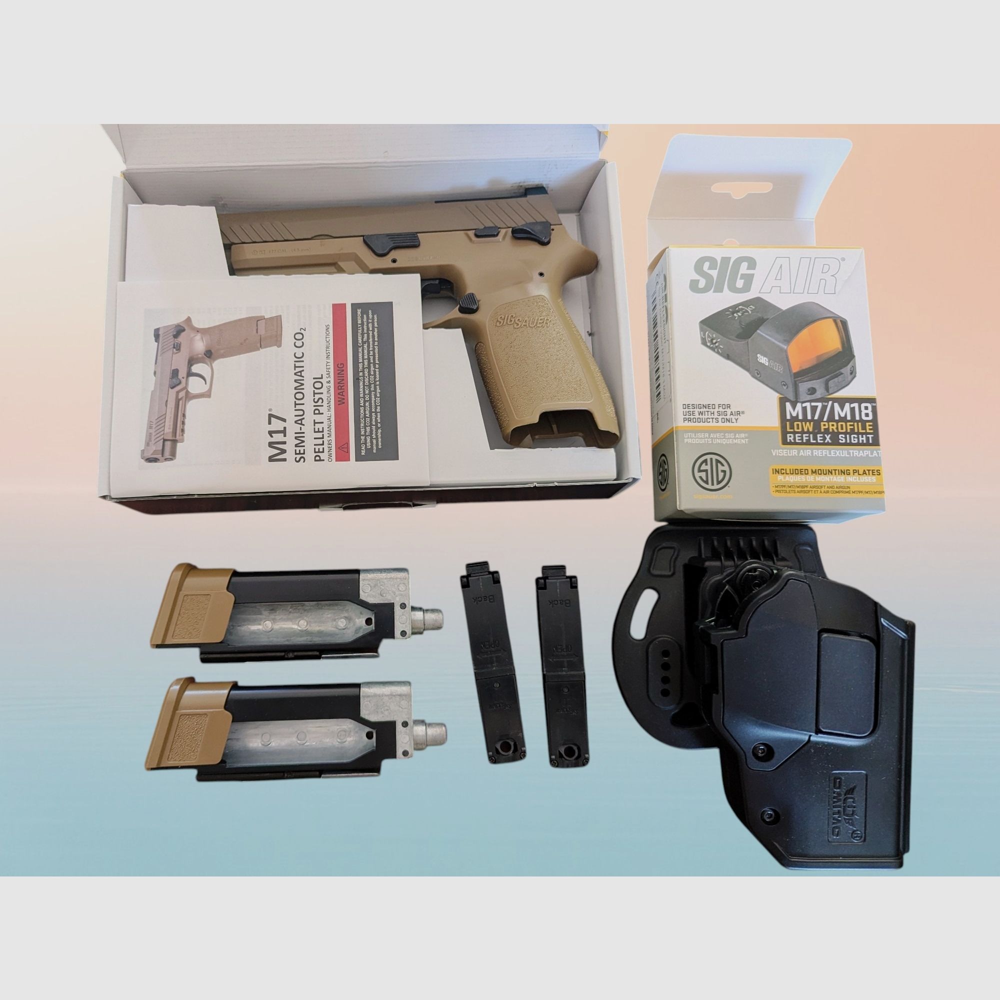 Sig Sauer P320 M17 Co2 Diabolo Pistool + Red Dot + Holster + 2 Magazijnen