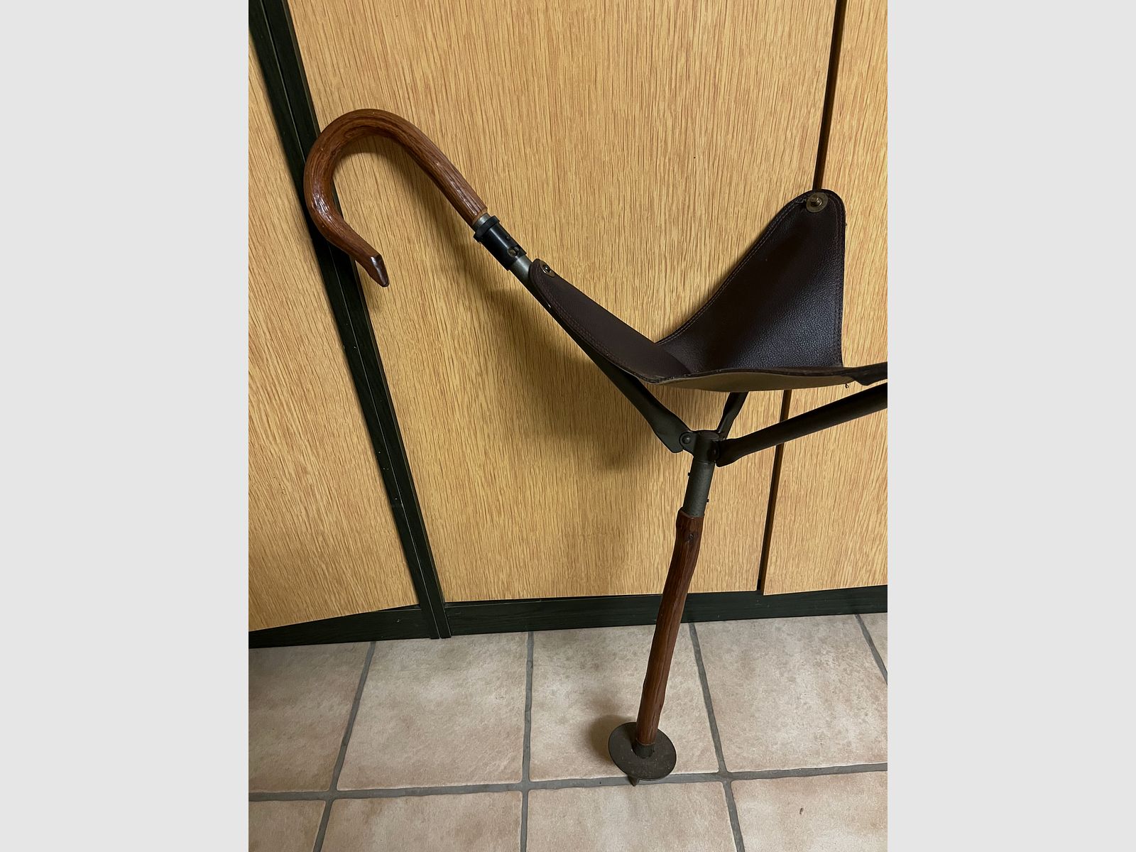 Sitzstock mit elegantem gebogenem Holzgriff