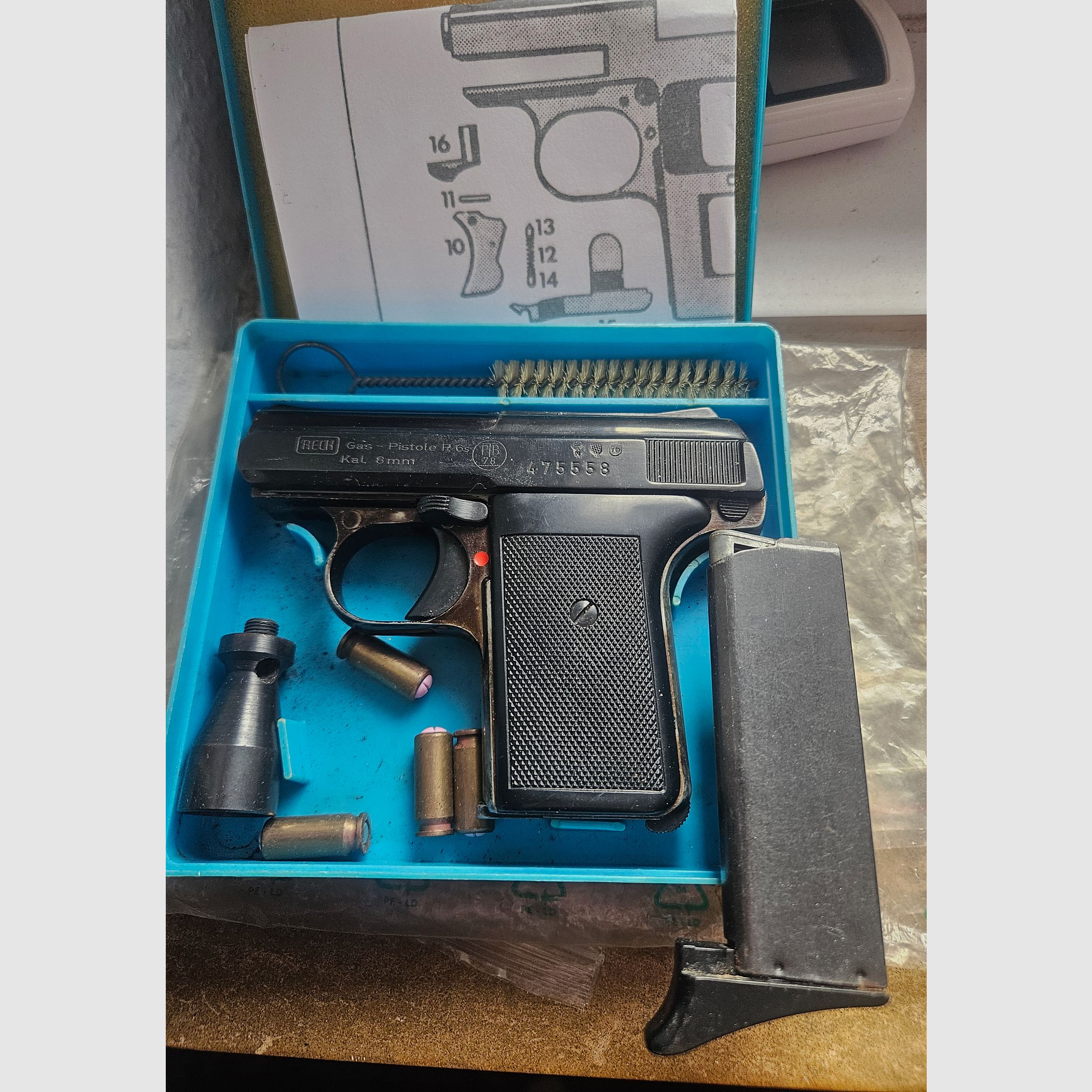 Reck P6S Gaspistole 8mm OVP Sammler Selten