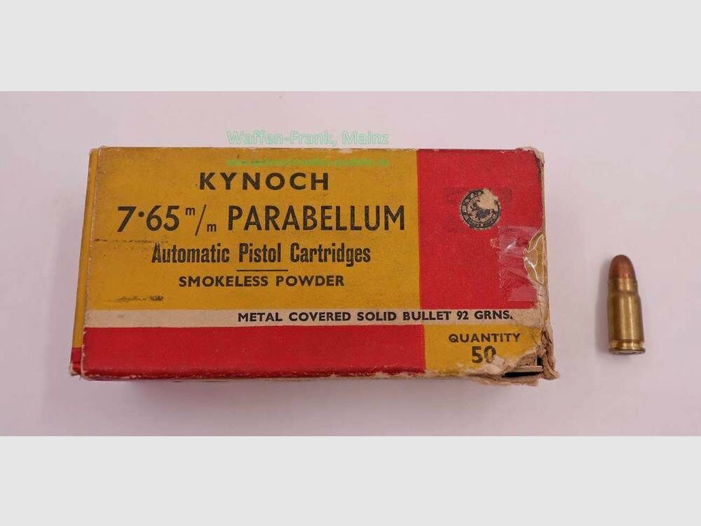 Kynoch, England pistol ammunition 7.65 Para./Luger
