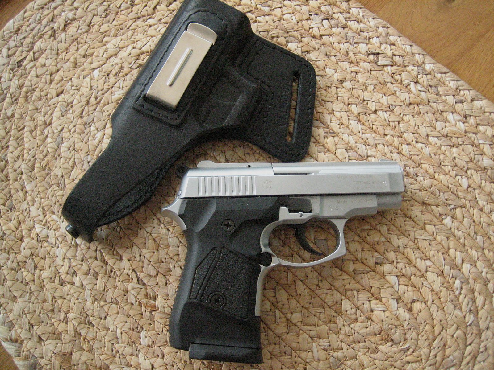 Zoraki 914 blank firing pistol 9mm P.A.K. matte chrome with new genuine leather holster