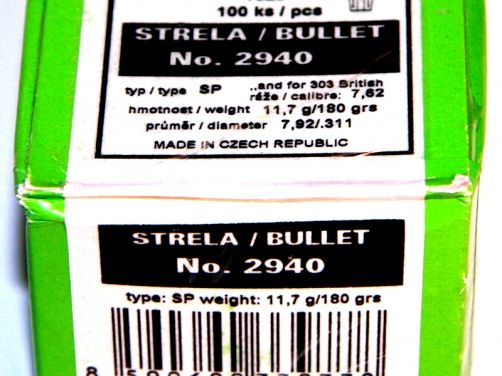 100 Stück S&B | Sellier&Bellot Geschosse #2940 | .311 / 7,85mm > .303 Brit- 180grs / 11,70g -SP Tlm
