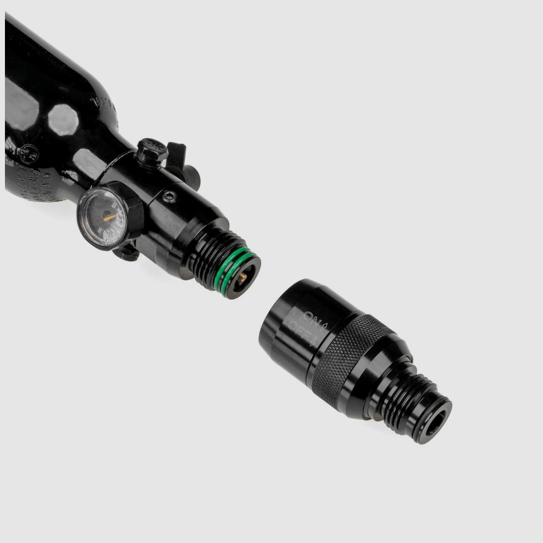 BUNDLE | 0,2 LITER HPA Flasche 800 PSI / 1100 PSI + ON/OFF Adapter | SCHWARZ | HPA System | Paintball Markierer | RAM Waffen | FSC Pistol | FSC XP | Valken Milsig M17