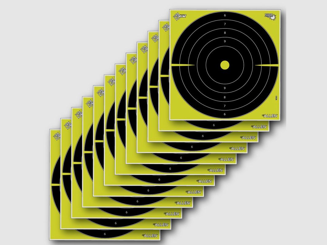 EZ AIM Splash Reactive Paper Shooting Targets, Bullseye, Black/Chartreuse, 12-Pack, image 1 of 4