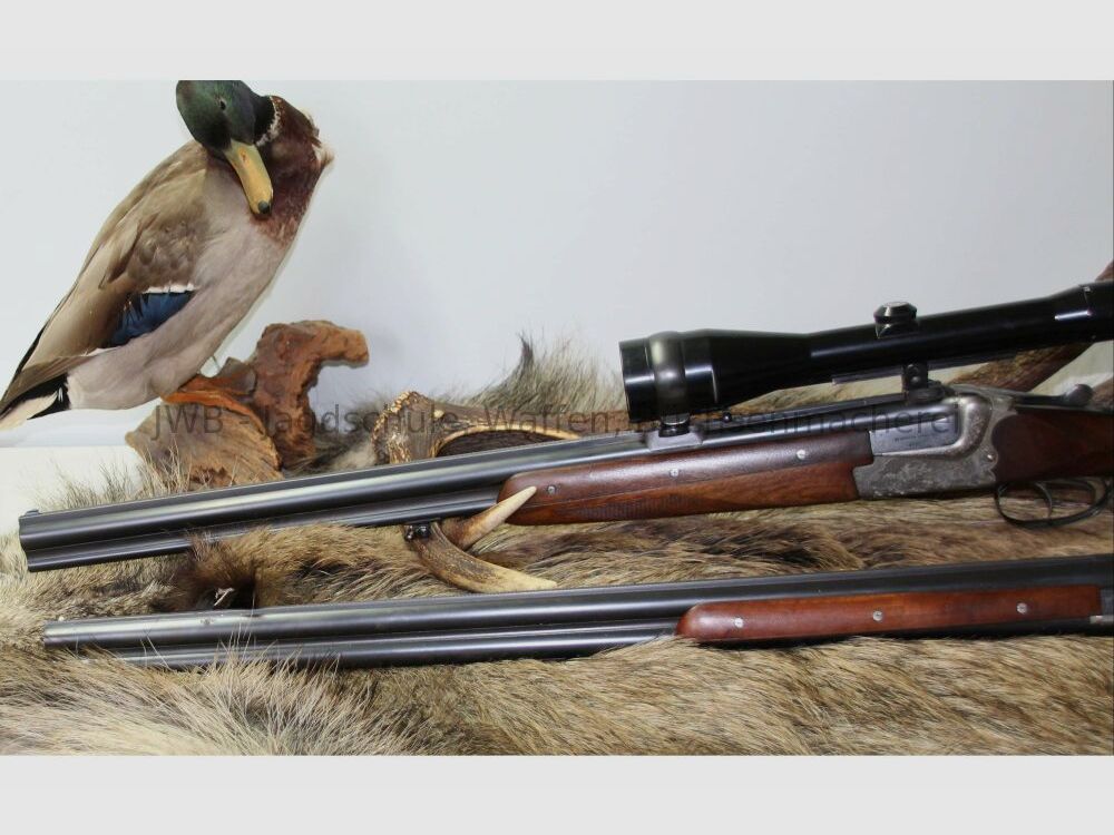 Merkel escopeta de doble cañón con cañón intercambiable de doble cañón y visor variable 12/70; 7x57R