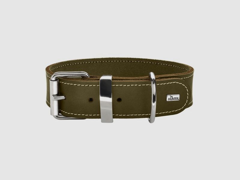 Collar Hunter Halsband Aalborg Special Cuero/Verde Oliva – Tamaño: S