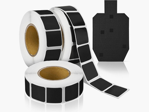 Schwarze quadratische Schusspflaster 1000er Rollen, 22x22mm