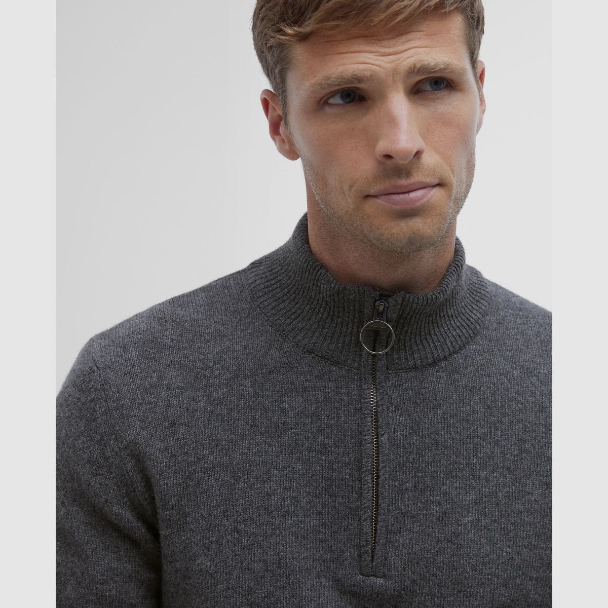 BARBOUR Holden Half Zip Sweater Mid Grey Marl