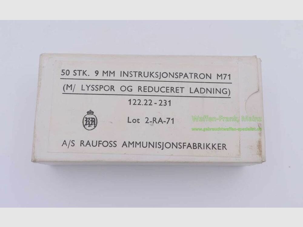 Raufoss Ammunisjonsfabrikker Pistolenmunition 9mmLuger/Parabellum/9x19