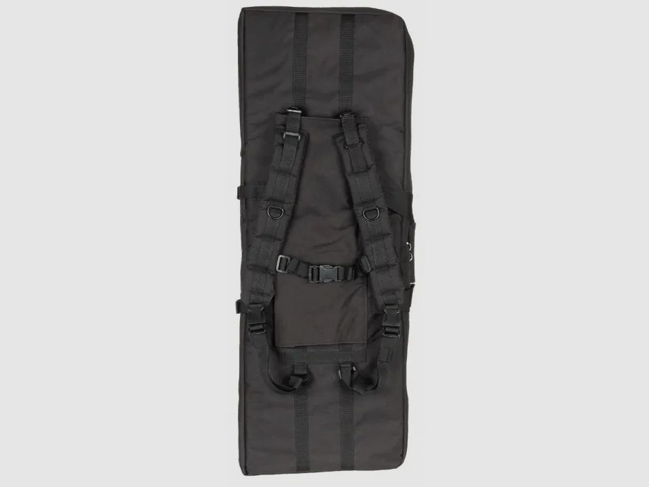 Rifle bag for 2 long guns up to 95cm, black, with divider and backpack straps