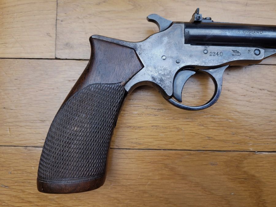 Seltenes Präzisionspistole Webley&Scott Einzellader Ziel 22LR – 2. Version nach 1906 – um 1913 – Ausgezeichneter Zustand, Bild 7 von 14