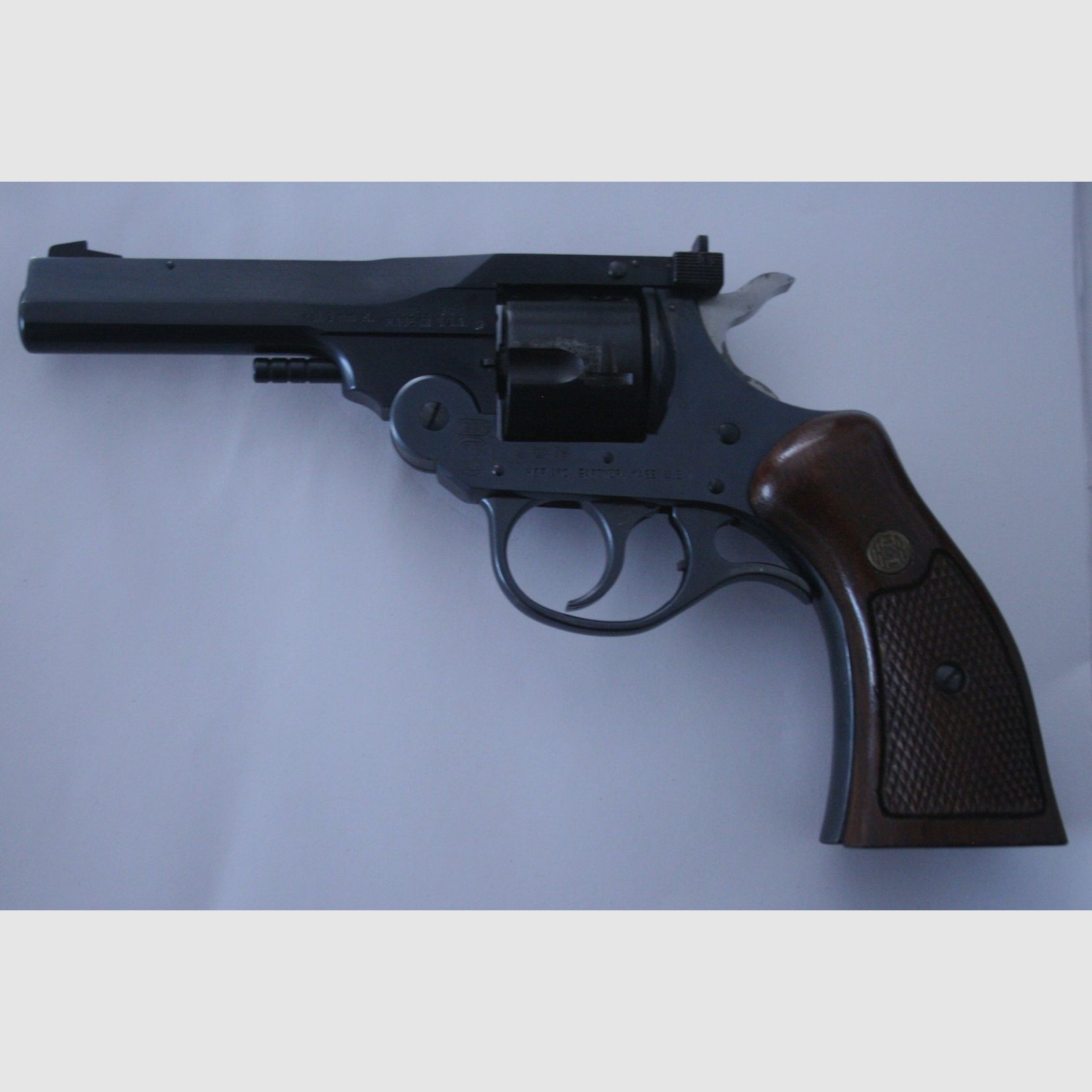 Super seltener Harrington & Richardson Kipplaufrevolver Ganzstahl von Cal. 22 auf 9mm Platz umgebaut PTB 206
