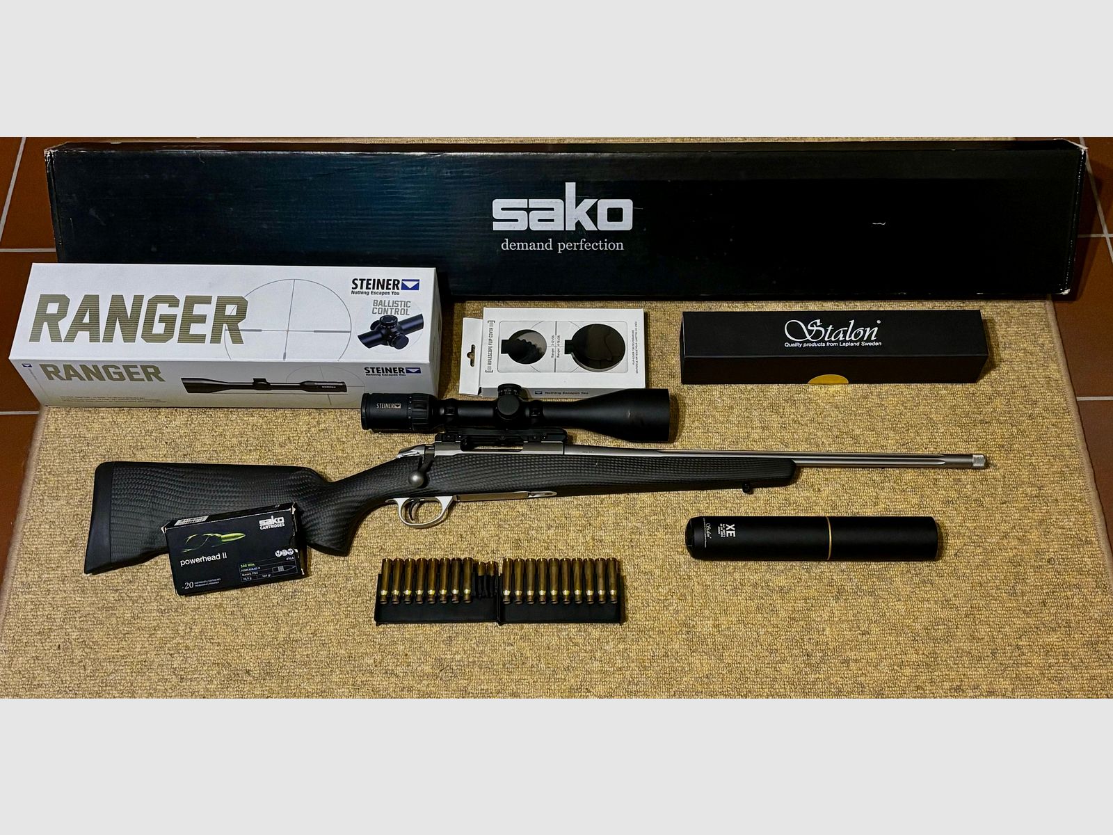 SAKO 85 Carbonlight M .308 Win Premium complete package | new SAKO carbon stock 2026 | Steiner Ranger 4 - 16 x 56 BC | Stalon XE108 suppressor | Dentler rail | 5100 € negotiable, image 1 of 19